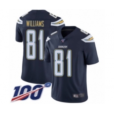Men's Los Angeles Chargers #81 Mike Williams Navy Blue Team Color Vapor Untouchable Limited Player 100th Season Football Jersey