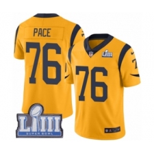 Men's Nike Los Angeles Rams #76 Orlando Pace Limited Gold Rush Vapor Untouchable Super Bowl LIII Bound NFL Jersey