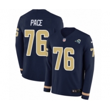 Men's Nike Los Angeles Rams #76 Orlando Pace Limited Navy Blue Therma Long Sleeve NFL Jersey