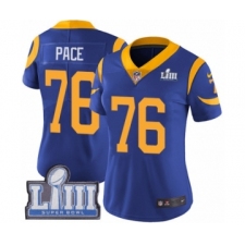 Women's Nike Los Angeles Rams #76 Orlando Pace Royal Blue Alternate Vapor Untouchable Limited Player Super Bowl LIII Bound NFL Jersey