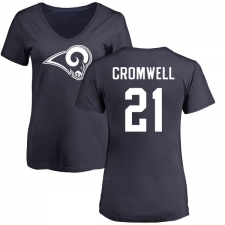 NFL Women's Nike Los Angeles Rams #21 Nolan Cromwell Navy Blue Name & Number Logo Slim Fit T-Shirt