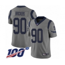 Men's Los Angeles Rams #90 Michael Brockers Limited Gray Inverted Legend 100th Season Football Jersey