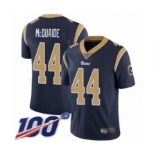 Men's Los Angeles Rams #44 Jacob McQuaide Navy Blue Team Color Vapor Untouchable Limited Player 100th Season Football Jersey