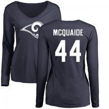 NFL Women's Nike Los Angeles Rams #44 Jacob McQuaide Navy Blue Name & Number Logo Slim Fit Long Sleeve T-Shirt