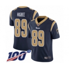 Men's Los Angeles Rams #89 Tyler Higbee Navy Blue Team Color Vapor Untouchable Limited Player 100th Season Football Jersey