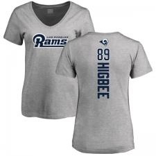 NFL Women's Nike Los Angeles Rams #89 Tyler Higbee Ash Backer V-Neck T-Shirt