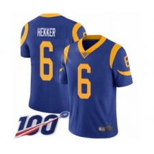 Men's Los Angeles Rams #6 Johnny Hekker Royal Blue Alternate Vapor Untouchable Limited Player 100th Season Football Jersey