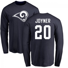 NFL Nike Los Angeles Rams #20 Lamarcus Joyner Navy Blue Name & Number Logo Long Sleeve T-Shirt