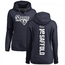 NFL Women's Nike Los Angeles Rams #76 Rodger Saffold Navy Blue Backer Pullover Hoodie