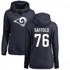 NFL Women's Nike Los Angeles Rams #76 Rodger Saffold Navy Blue Name & Number Logo Pullover Hoodie