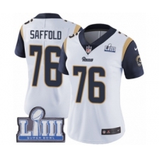 Women's Nike Los Angeles Rams #76 Rodger Saffold White Vapor Untouchable Limited Player Super Bowl LIII Bound NFL Jersey