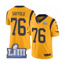 Youth Nike Los Angeles Rams #76 Rodger Saffold Limited Gold Rush Vapor Untouchable Super Bowl LIII Bound NFL Jersey