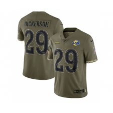 Men's Los Angeles Rams #29 Eric Dickerson 2022 Olive Salute To Service Limited Stitched Jersey