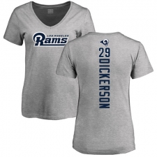 NFL Women's Nike Los Angeles Rams #29 Eric Dickerson Ash Backer V-Neck T-Shirt