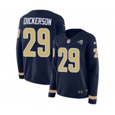 Women's Nike Los Angeles Rams #29 Eric Dickerson Limited Navy Blue Therma Long Sleeve NFL Jersey