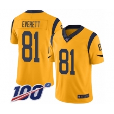 Men's Los Angeles Rams #81 Gerald Everett Limited Gold Rush Vapor Untouchable 100th Season Football Jersey