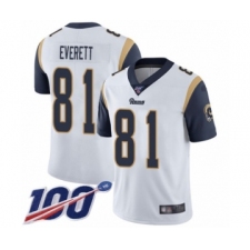 Men's Los Angeles Rams #81 Gerald Everett White Vapor Untouchable Limited Player 100th Season Football Jersey