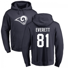 NFL Nike Los Angeles Rams #81 Gerald Everett Navy Blue Name & Number Logo Pullover Hoodie