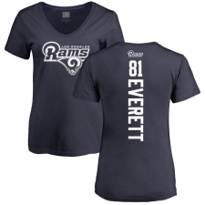 NFL Women's Nike Los Angeles Rams #81 Gerald Everett Navy Blue Backer T-Shirt