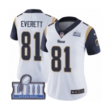 Women's Nike Los Angeles Rams #81 Gerald Everett White Vapor Untouchable Limited Player Super Bowl LIII Bound NFL Jersey