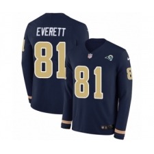 Youth Nike Los Angeles Rams #81 Gerald Everett Limited Navy Blue Therma Long Sleeve NFL Jersey