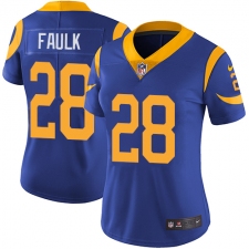 Women's Nike Los Angeles Rams #28 Marshall Faulk Royal Blue Alternate Vapor Untouchable Limited Player NFL Jersey