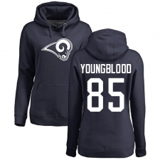 NFL Women's Nike Los Angeles Rams #85 Jack Youngblood Navy Blue Name & Number Logo Pullover Hoodie