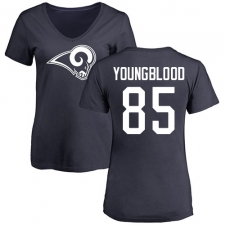 NFL Women's Nike Los Angeles Rams #85 Jack Youngblood Navy Blue Name & Number Logo Slim Fit T-Shirt