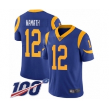 Men's Los Angeles Rams #12 Joe Namath Royal Blue Alternate Vapor Untouchable Limited Player 100th Season Football Jersey