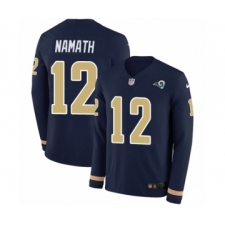 Men's Nike Los Angeles Rams #12 Joe Namath Limited Navy Blue Therma Long Sleeve NFL Jersey