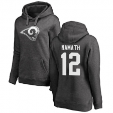 NFL Women's Nike Los Angeles Rams #12 Joe Namath Ash One Color Pullover Hoodie