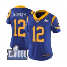 Women's Nike Los Angeles Rams #12 Joe Namath Royal Blue Alternate Vapor Untouchable Limited Player Super Bowl LIII Bound NFL Jersey