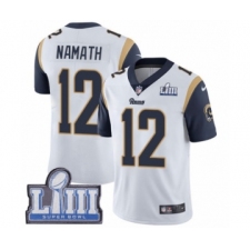 Youth Nike Los Angeles Rams #12 Joe Namath White Vapor Untouchable Limited Player Super Bowl LIII Bound NFL Jersey