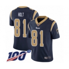 Men's Los Angeles Rams #81 Torry Holt Navy Blue Team Color Vapor Untouchable Limited Player 100th Season Football Jersey