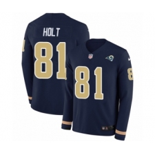 Men's Nike Los Angeles Rams #81 Torry Holt Limited Navy Blue Therma Long Sleeve NFL Jersey