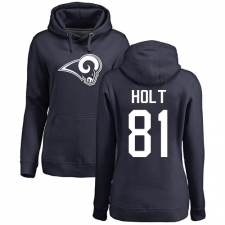 NFL Women's Nike Los Angeles Rams #81 Torry Holt Navy Blue Name & Number Logo Pullover Hoodie