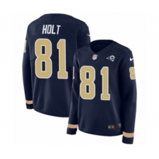 Women's Nike Los Angeles Rams #81 Torry Holt Limited Navy Blue Therma Long Sleeve NFL Jersey