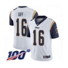 Men's Los Angeles Rams #16 Jared Goff White Vapor Untouchable Limited Player 100th Season Football Jersey
