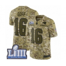 Men's Nike Los Angeles Rams #16 Jared Goff Limited Camo 2018 Salute to Service Super Bowl LIII Bound NFL Jersey