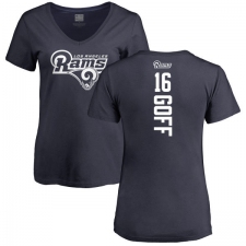 NFL Women's Nike Los Angeles Rams #16 Jared Goff Navy Blue Backer T-Shirt