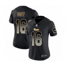 Women's Los Angeles Rams #16 Jared Goff Limited Black Smoke Fashion Football Jersey