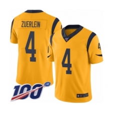 Men's Los Angeles Rams #4 Greg Zuerlein Limited Gold Rush Vapor Untouchable 100th Season Football Jersey