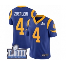 Men's Nike Los Angeles Rams #4 Greg Zuerlein Royal Blue Alternate Vapor Untouchable Limited Player Super Bowl LIII Bound NFL Jersey