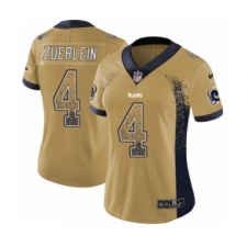 Women's Nike Los Angeles Rams #4 Greg Zuerlein Limited Gold Rush Drift Fashion NFL Jersey