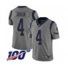 Youth Los Angeles Rams #4 Greg Zuerlein Limited Gray Inverted Legend 100th Season Football Jersey
