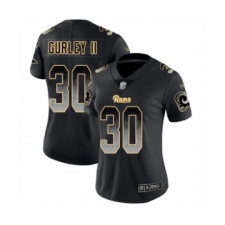 Women's Los Angeles Rams #30 Todd Gurley Limited Black Smoke Fashion Football Jersey