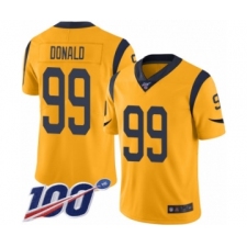 Men's Los Angeles Rams #99 Aaron Donald Limited Gold Rush Vapor Untouchable 100th Season Football Jersey