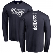 NFL Nike Los Angeles Rams #18 Cooper Kupp Navy Blue Backer Long Sleeve T-Shirt