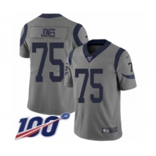 Men's Los Angeles Rams #75 Deacon Jones Limited Gray Inverted Legend 100th Season Football Jersey