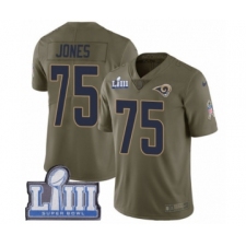 Men's Nike Los Angeles Rams #75 Deacon Jones Limited Olive 2017 Salute to Service Super Bowl LIII Bound NFL Jersey